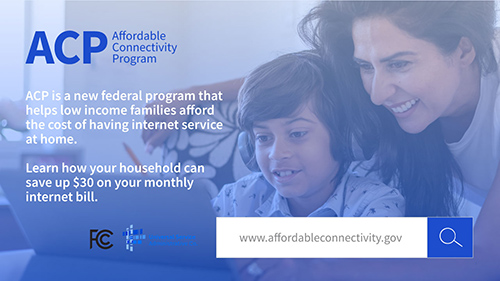 Image of woman an child using Internet service.
